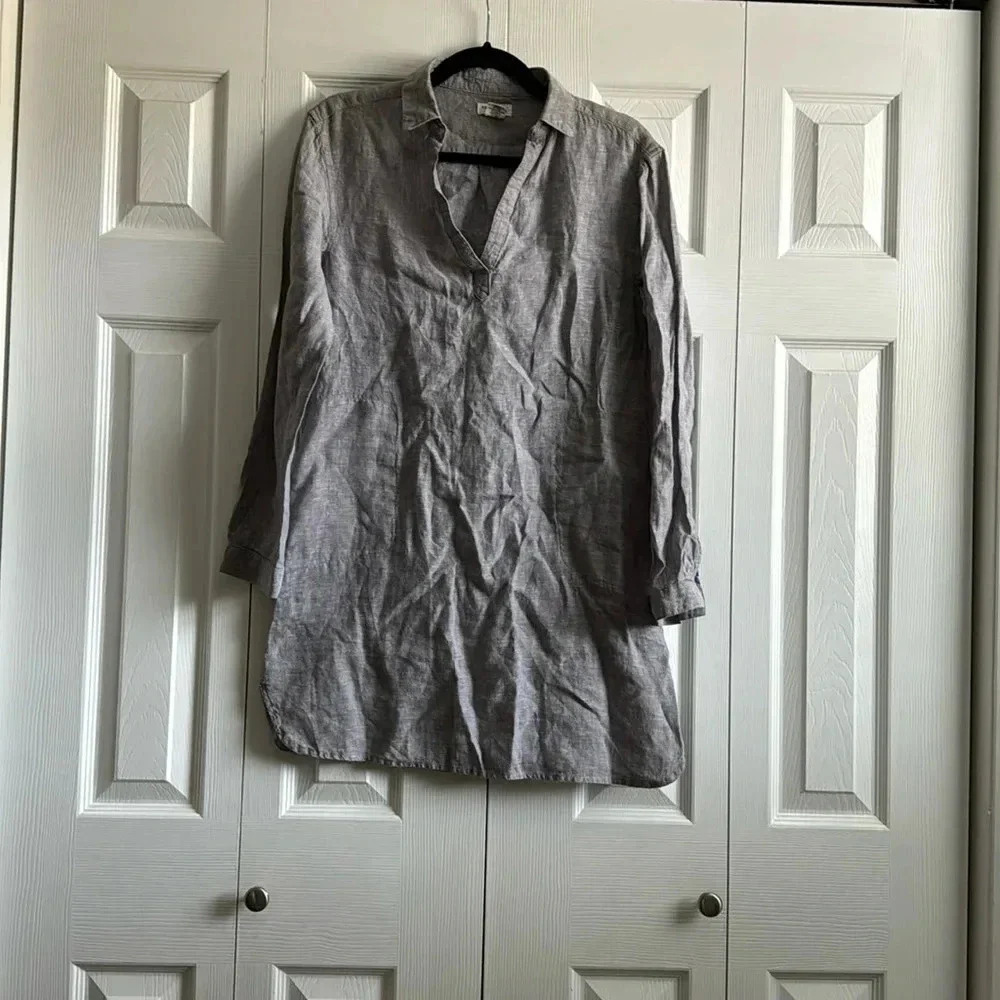 Artisan NY > Linen Gray Long Sleeve Tunic 💯 Linen Size Small